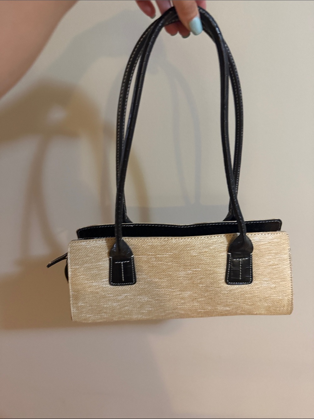 Tommy Hilfiger Beige and Black Mini Shoulder Bag